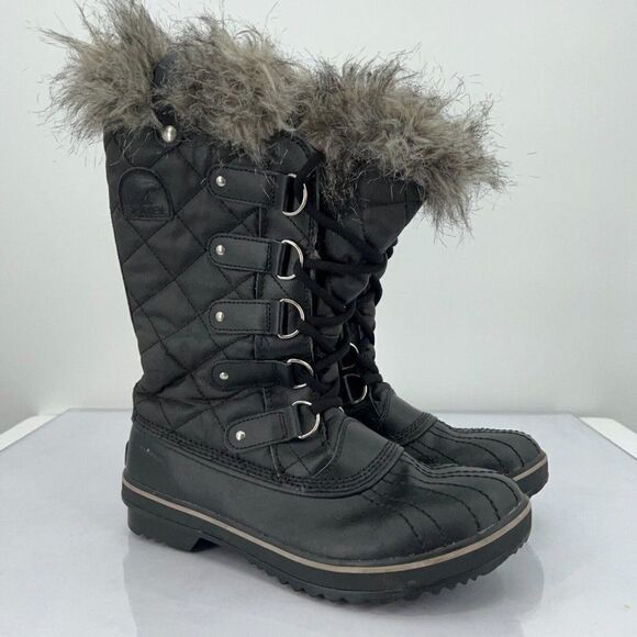 Sorel Women's Tofino II Winter Snow Boot 8.5 Black Waterproof Snow Calf Faux Fur - Picture 2 of 15